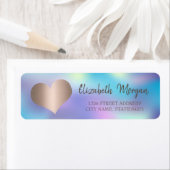 Étiquette Elégante tendance, Coeur or Rose, Holographique (En situation)