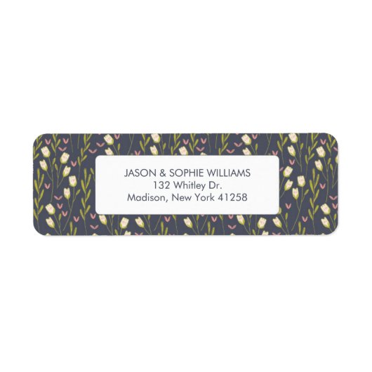 Étiquette Élégante Tulipe blanche florale (Devant)