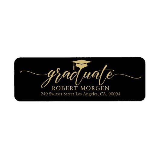 Étiquette Élégante Typographie Or Sur Arrière - plan Noir (Devant)