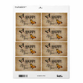 Étiquette Élégante Typographie Papillon Étoiles Rustique Nou (Feuille entière)