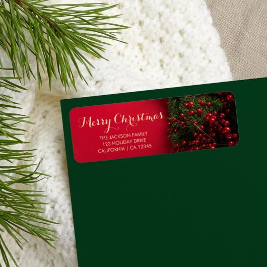 Étiquette Élégante Typographie Script Business Holiday Red