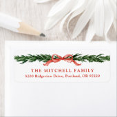 Étiquette Élégante verdure Bow rouge Retour Adresse (En situation)