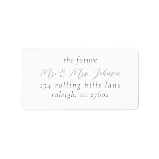 Étiquette Élégante White Gold Script Mariage Adresse de reto (Devant)
