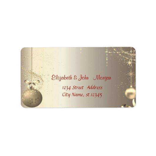 Étiquette Élégantes boules d'or Snowflakes Étoiles (Devant)