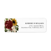 Étiquette Élégantes Florales d'Automne Adresse de Retour (Devant)