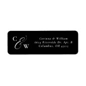 Étiquette Élégantes initiales mariage noir et blanc (Devant)