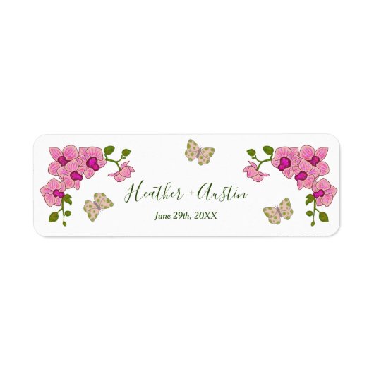 Étiquette Élégantes Orchidées Violettes Délicates Botanique (Devant)