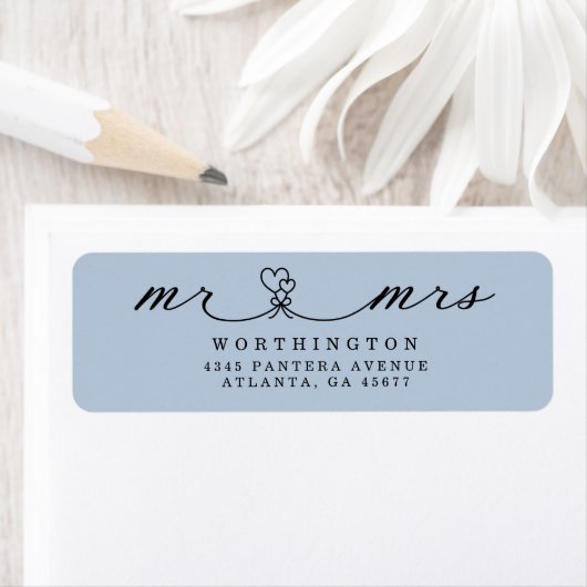 Étiquette Élégants cœurs écriture Mr & Mrs mariage (En situation)