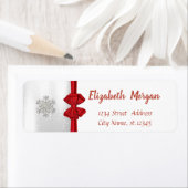 Étiquette Élégants Snowflakes, Red Bow Holiday (En situation)