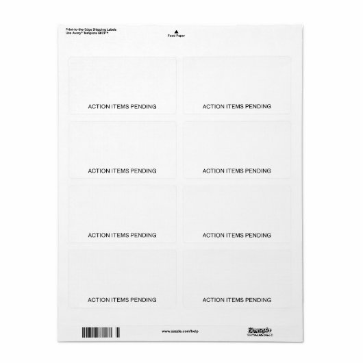 Étiquette Éléments d'action en attente | Expédition à contra (Feuille entière)