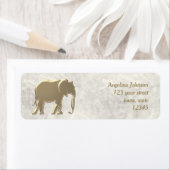 Étiquette Éléphant Adresse de Retour en Or (En situation)
