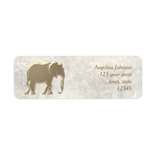 Étiquette Éléphant Adresse de Retour en Or (Devant)