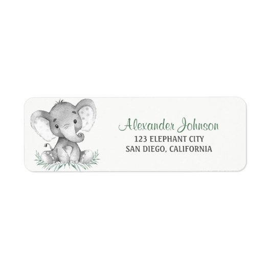 Étiquette Eléphant aquarelle (Devant)