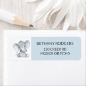 Étiquette Elephant Baby Boy Shower Enveloppe Retour Adresse (En situation)