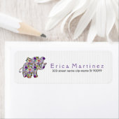 Étiquette Eléphant Bébé Floral Coloré (En situation)