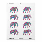 Étiquette Éléphant coloré (Feuille entière)