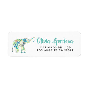 Étiquette Eléphant floral mou Modèle de typographie moderne