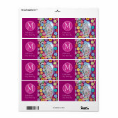 Étiquette Eléphant hippie mignon avec fleurs colorées (Feuille entière)