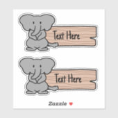 Étiquette Eléphant mignon (Feuille)