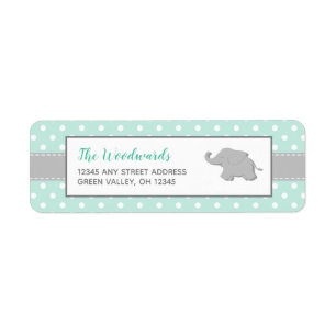 Étiquette Eléphant Mint vert Polka Baby shower point