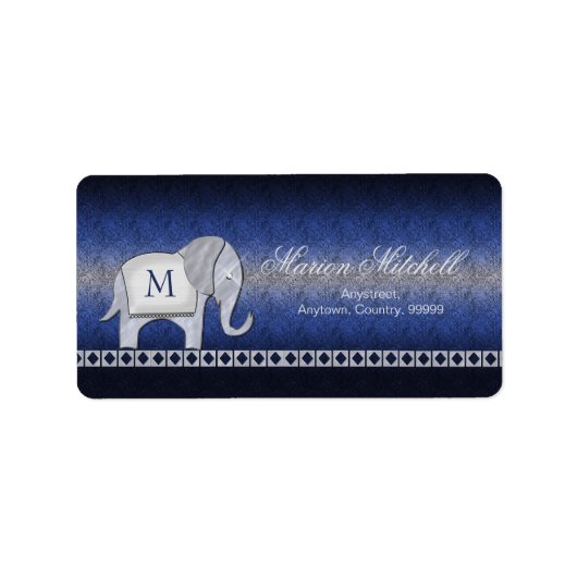 Étiquette Elephant Walk Monogram Argent/Blue ID390 (Devant)
