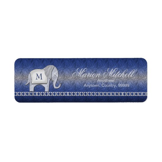 Étiquette Elephant Walk Monogram Argent/Blue ID390 (Devant)