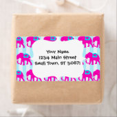 Étiquette Eléphants bleu turquoise Turquoise rose chaud sur (En situation)