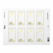 Étiquette Eléphants Mère et Bébé Gris Jaune Plaques de livre (Feuille entière)