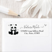 Étiquette Elgant Script mignon Panda et Coeurs Adresse de re (En situation)