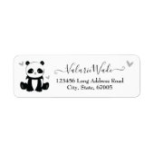 Étiquette Elgant Script mignon Panda et Coeurs Adresse de re (Devant)