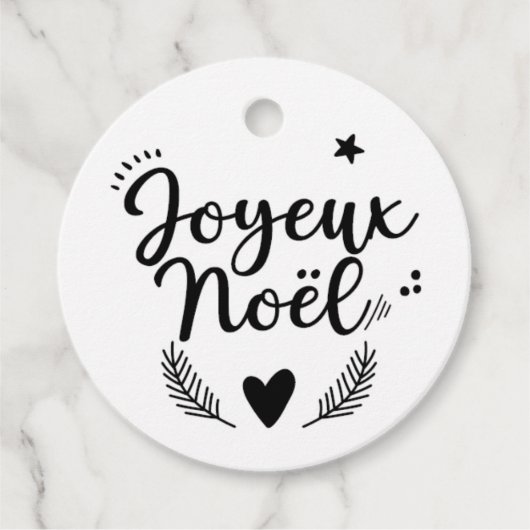 Etiquette emballage - Joyeux Noël - N&B Bedankjes Labels (Voorkant)