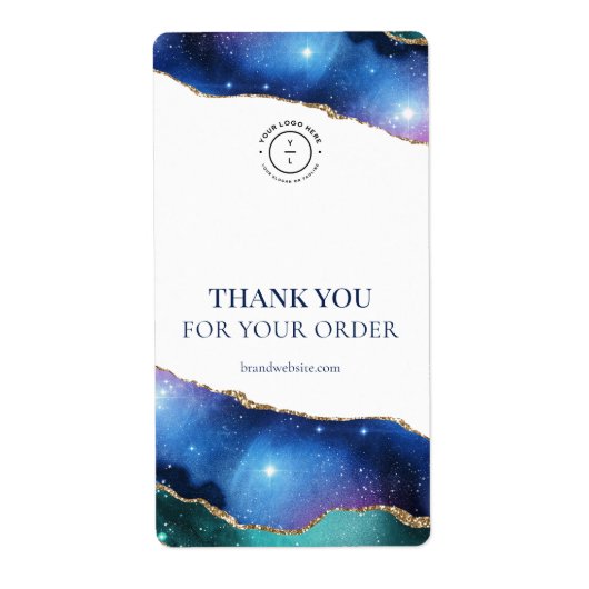 Étiquette Emballage moderne de Merci céleste bleu (Devant)