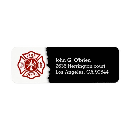 Étiquette Emblème de pompier | Adresse de retour (Devant)