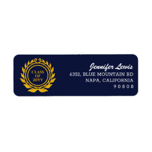 Étiquette Emblème de texte personnalisé Style Bleu Gold Adre