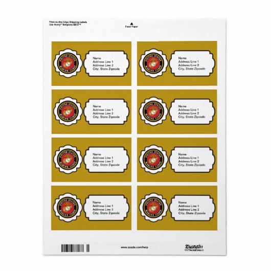 Étiquette Emblème USMC (Feuille entière)