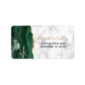 Étiquette Emerald Green Agate Marbre Mariage RSVP Adresse (Devant)