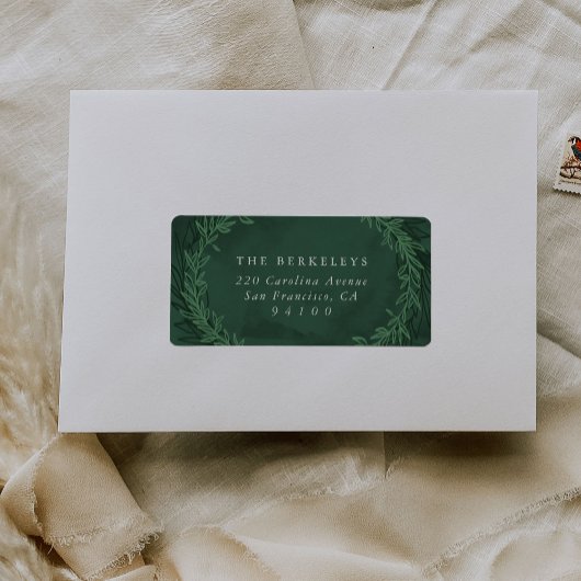 Étiquette Emerald Green Aquarelle Botanique Laurels Retour