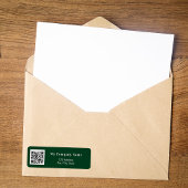 Étiquette Emerald green business qr code adresse de retour