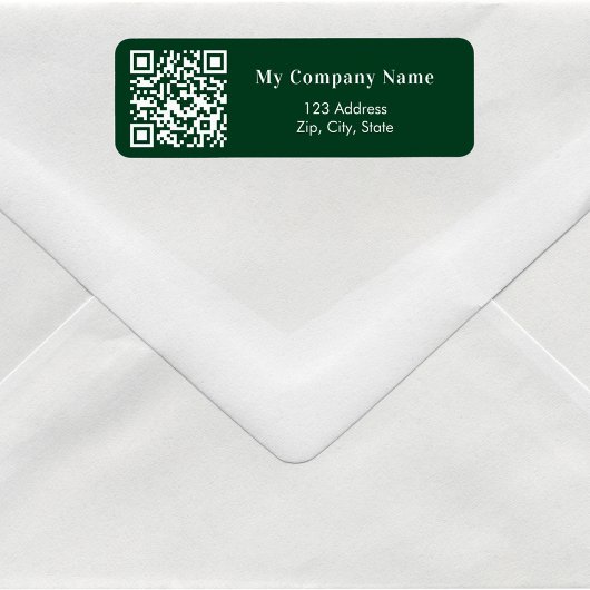 Étiquette Emerald green business qr code adresse de retour