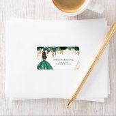 Étiquette Emerald Green Floral Princess Quinceanera (En situation)