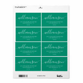 Étiquette Emerald Green Modern Script Family Adresse de reto (Feuille entière)