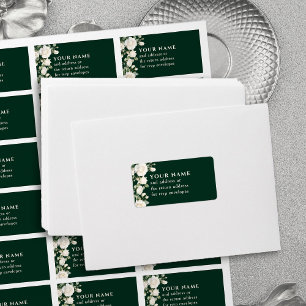 Étiquette Emerald Green Roses blanches RSVP Enveloppe Adress