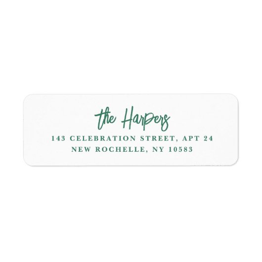 Étiquette Émeraude Chic Moderne Script De Brosse Adresse Éme (Devant)