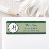 Étiquette Émeraude Turquoise florale & Stripes avec Monogram (En situation)