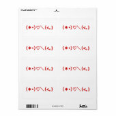 Étiquette Émoticônes Heureuses Saintes-Valentin / Japonais (Feuille entière)