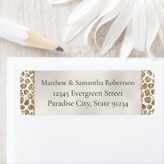 Étiquette Empreinte de léopard Gold Glam Parties scintillant (En situation)