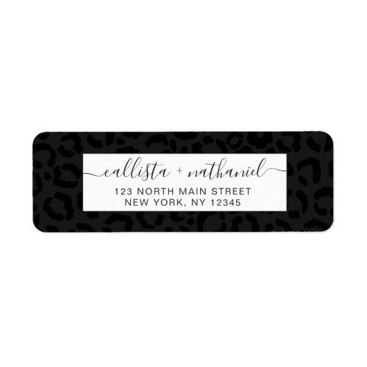 Étiquette Empreinte de léopard noir minimal moderne (Devant)