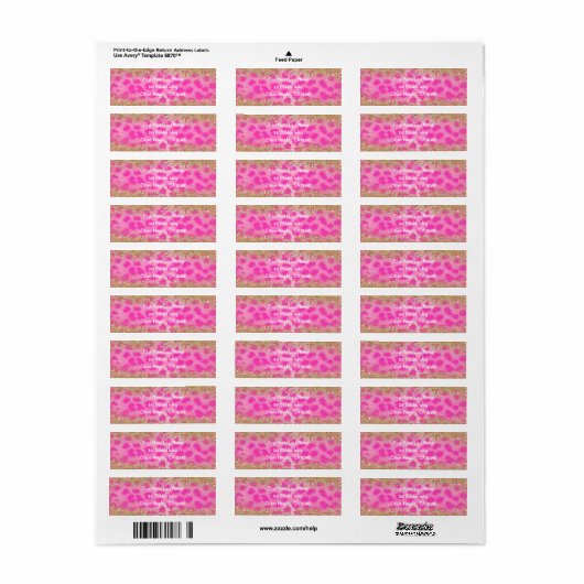 Étiquette Empreinte de léopard rose Cheetah Parties scintill (Feuille entière)