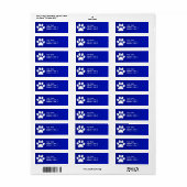 Étiquette Empreinte de patte bleu (Feuille entière)