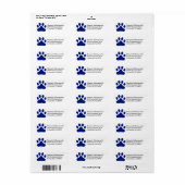 Étiquette Empreinte de patte bleu (Feuille entière)